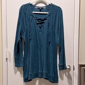 Lane Bryant Teal Lace-Up Tunic